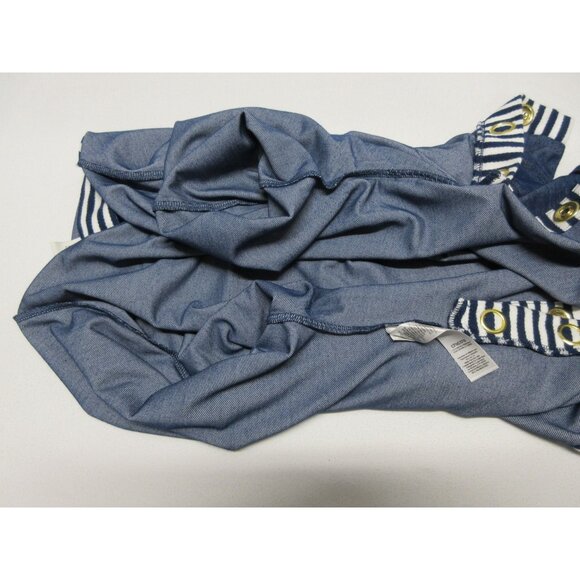 Chico's Zenergy women's blue nautical 3/4 sleeve side snap boxy top blouse M - Picture 5 of 12